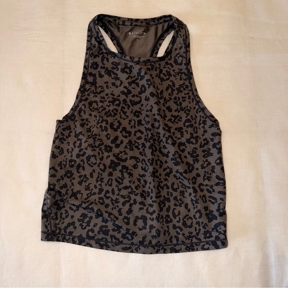 Athleta Leopard Print Racerback Tank Size S Activewear Workout Top
